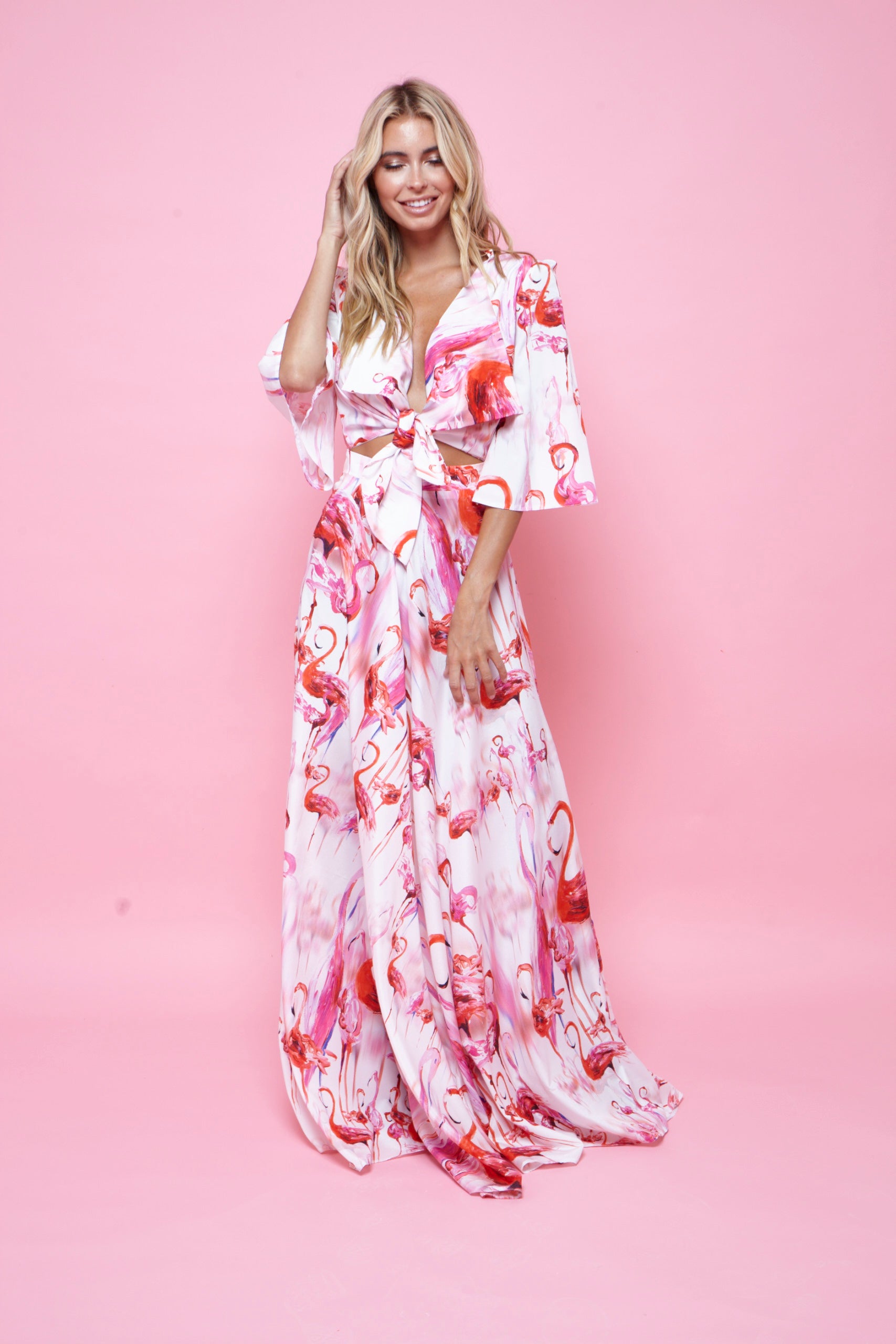 Esme Maxi Pink Flamingo Print