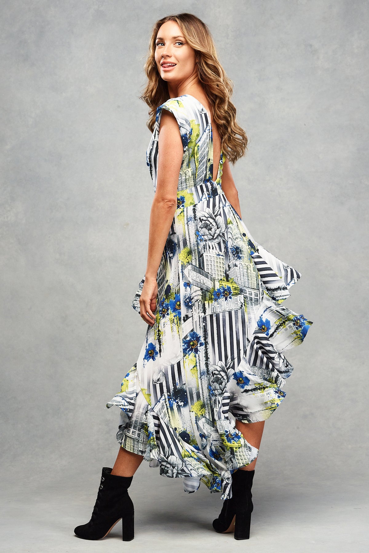 Atlanta Frill Dress City Lights Print