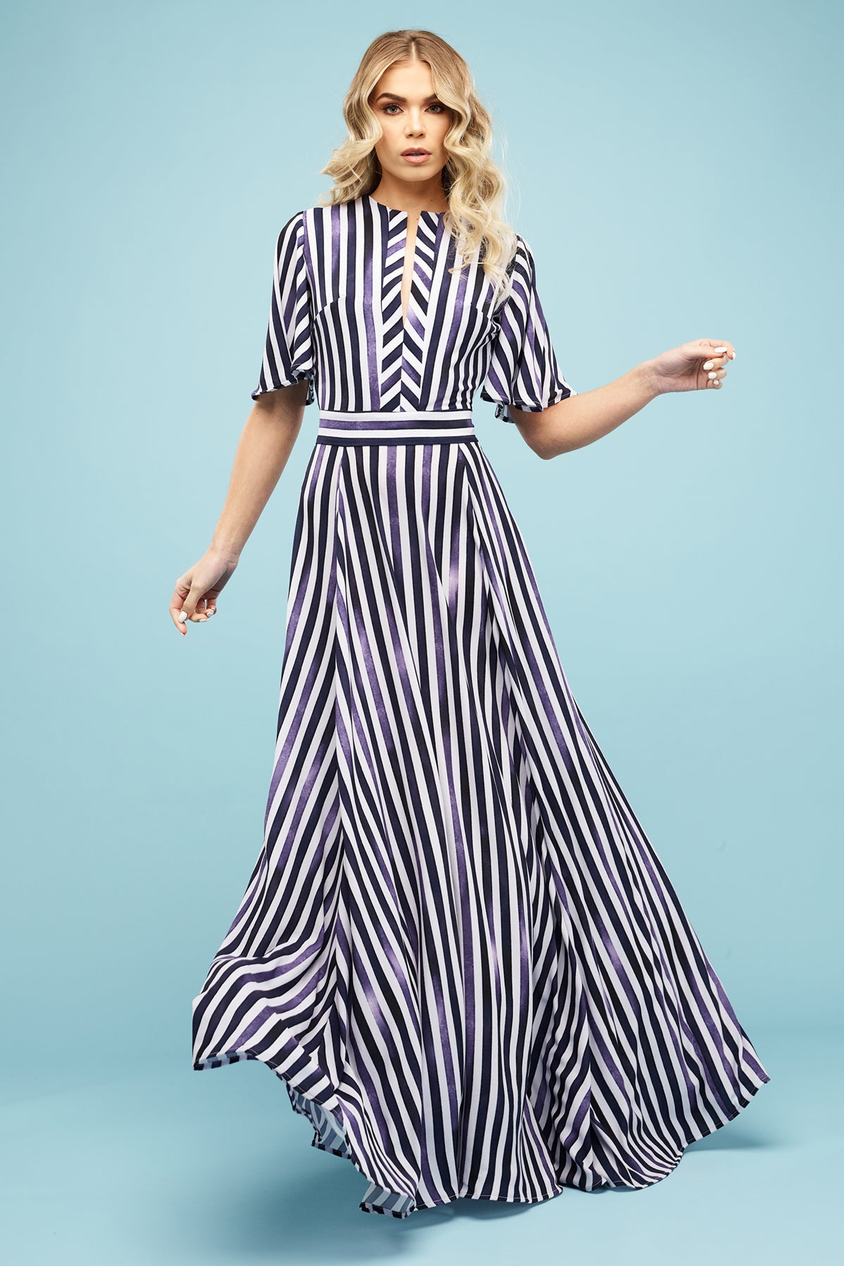 Addison Maxi Dress Navy Stripe
