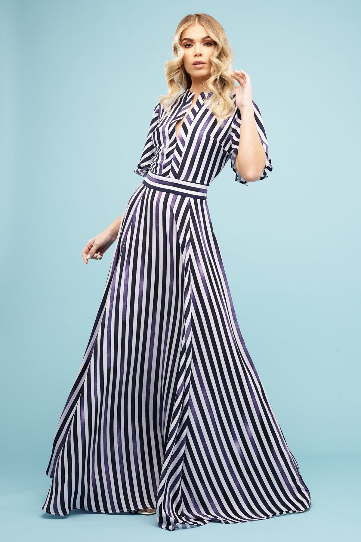 Addison Maxi Dress Navy Stripe