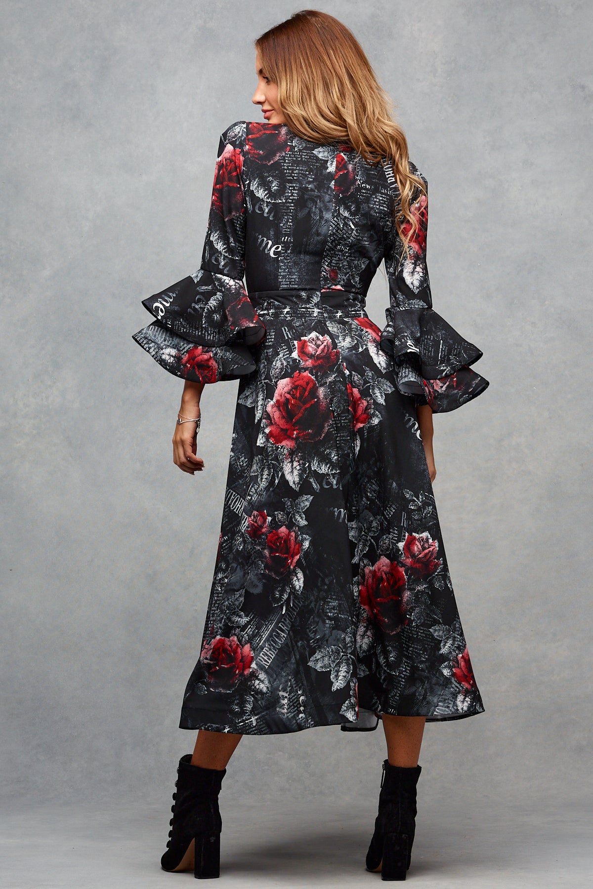 Charleigh Midi Dress Midnight Rose