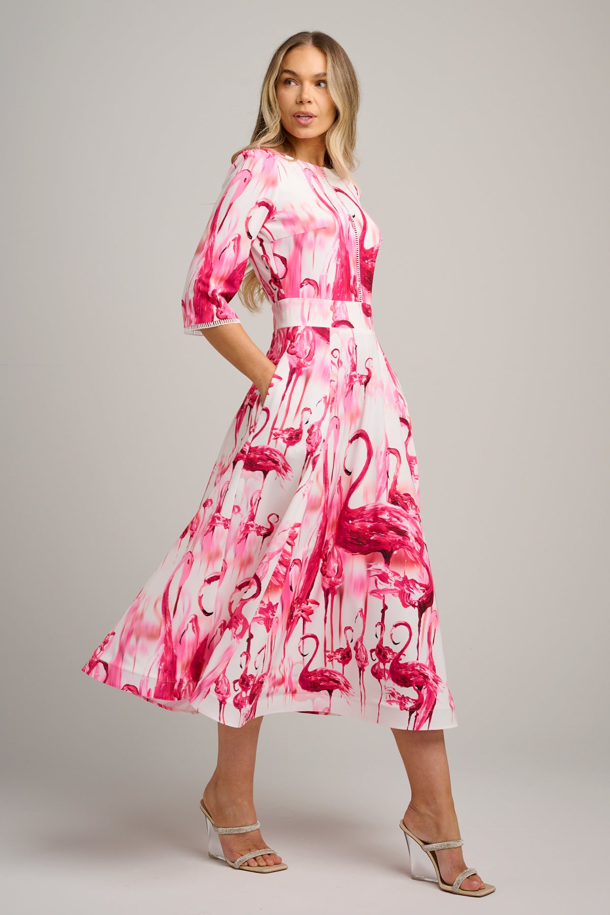 Clara Midi Dress Raspberry Flamingo