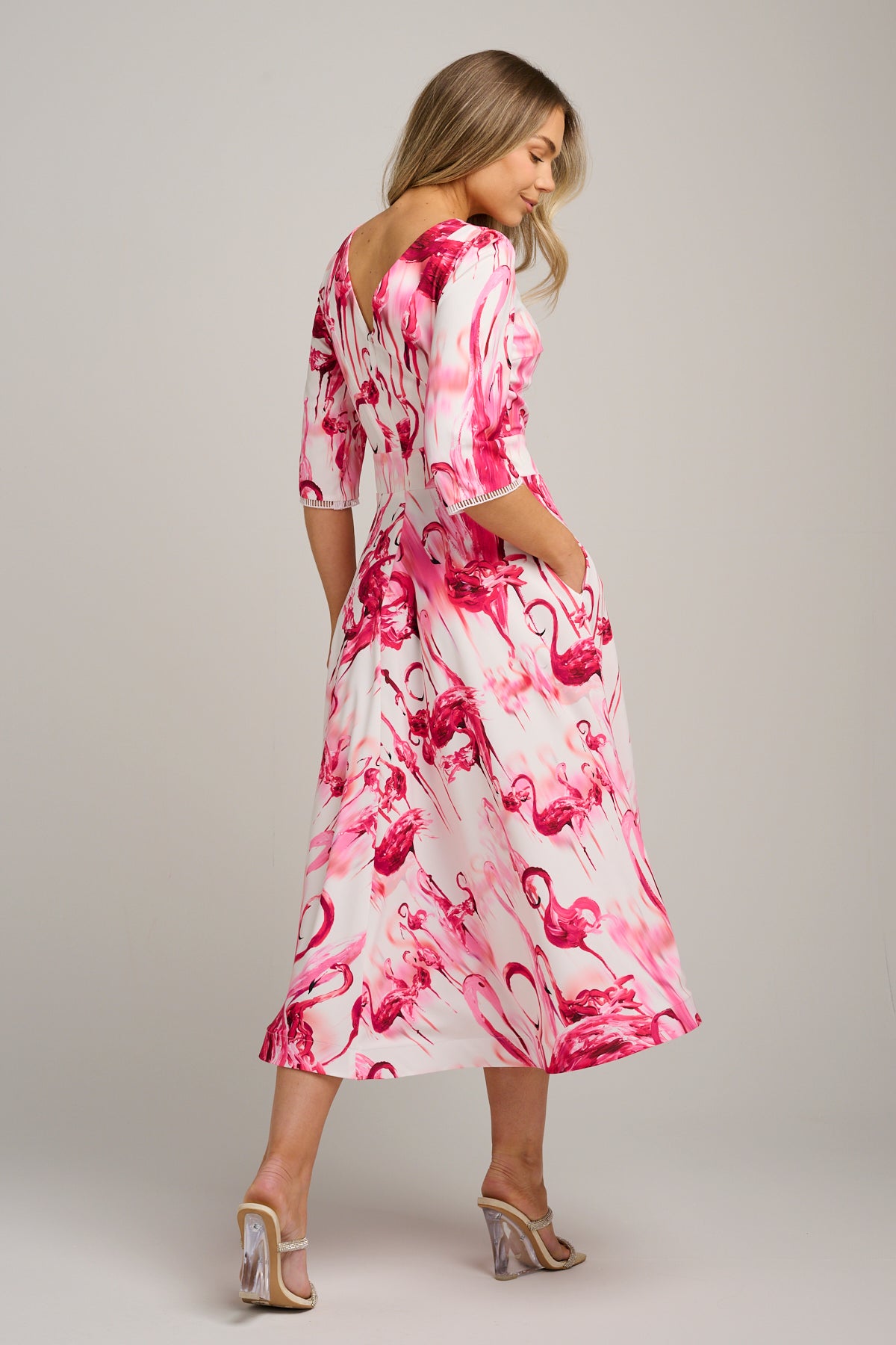 Clara Midi Dress Raspberry Flamingo