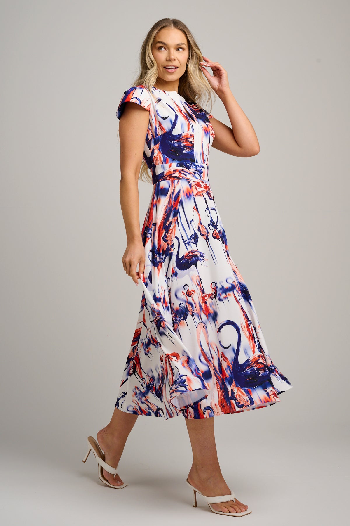 Naomi Midi Dress Flamingo Skater