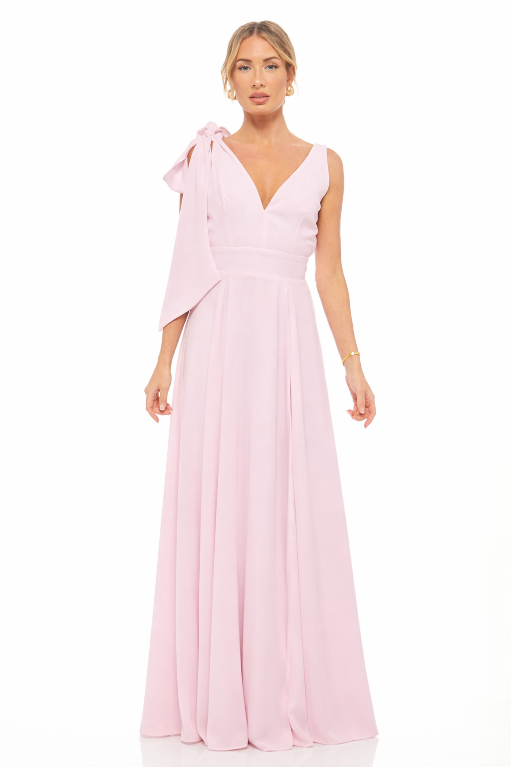 Eva Bow Maxi Dress Powder Pink