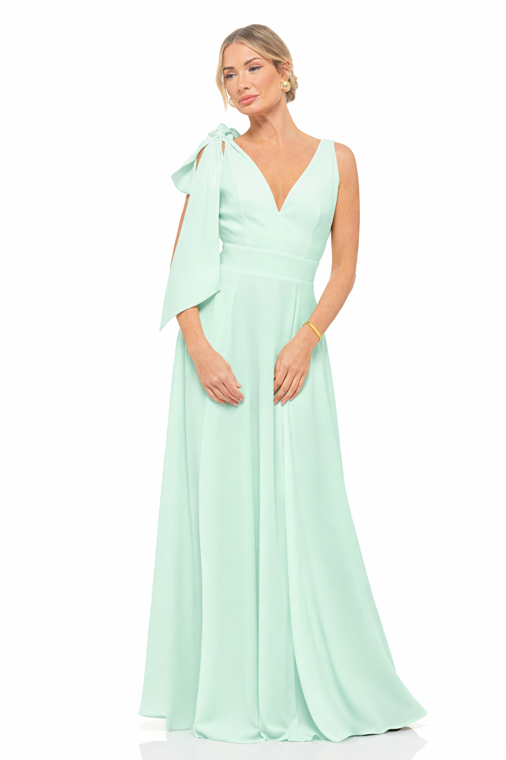 Eva Bow Maxi Dress Mint Ice