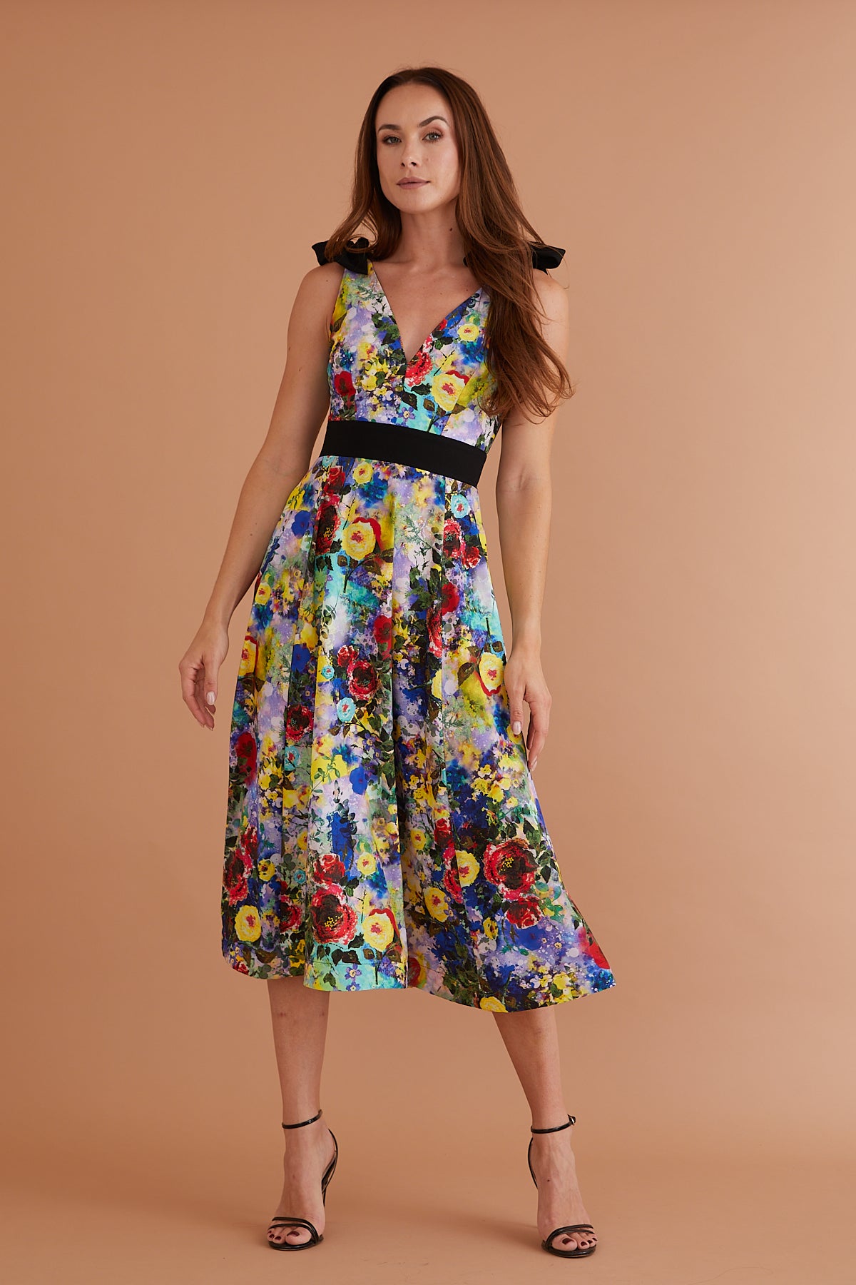 Charlie Midi Dress Brushstroke Blooms Print