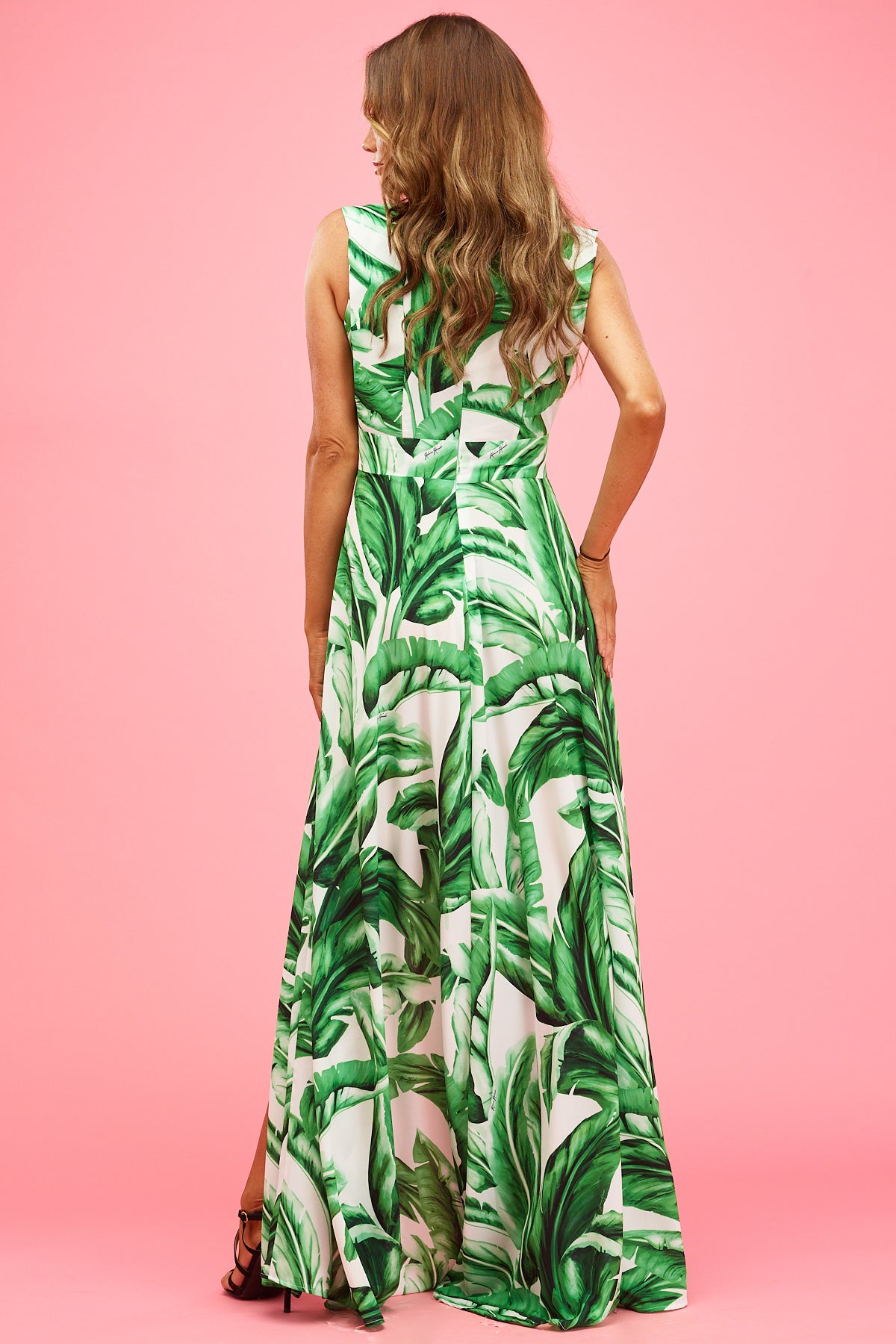 Juliette Maxi Dress Green Leaf Print