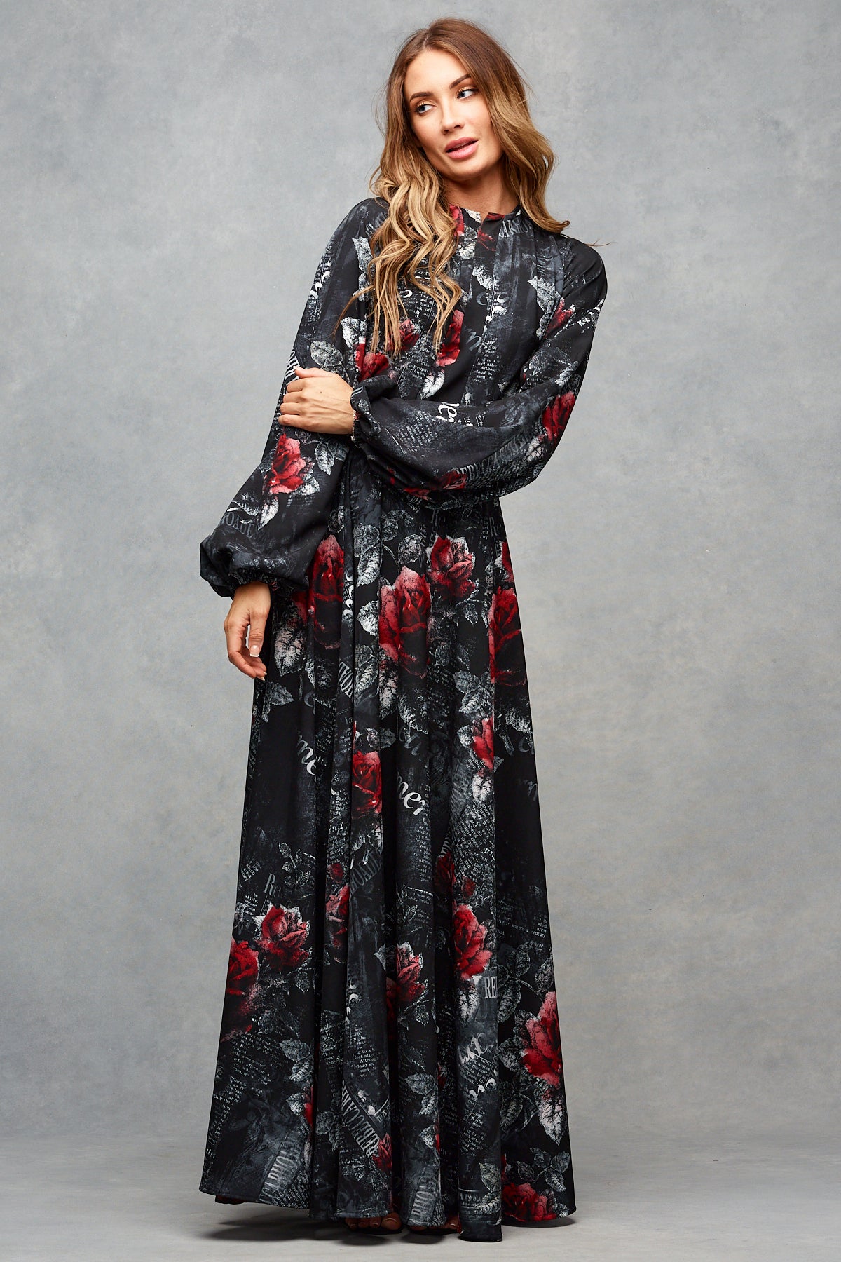 Maggie Maxi Midnight Rose Print