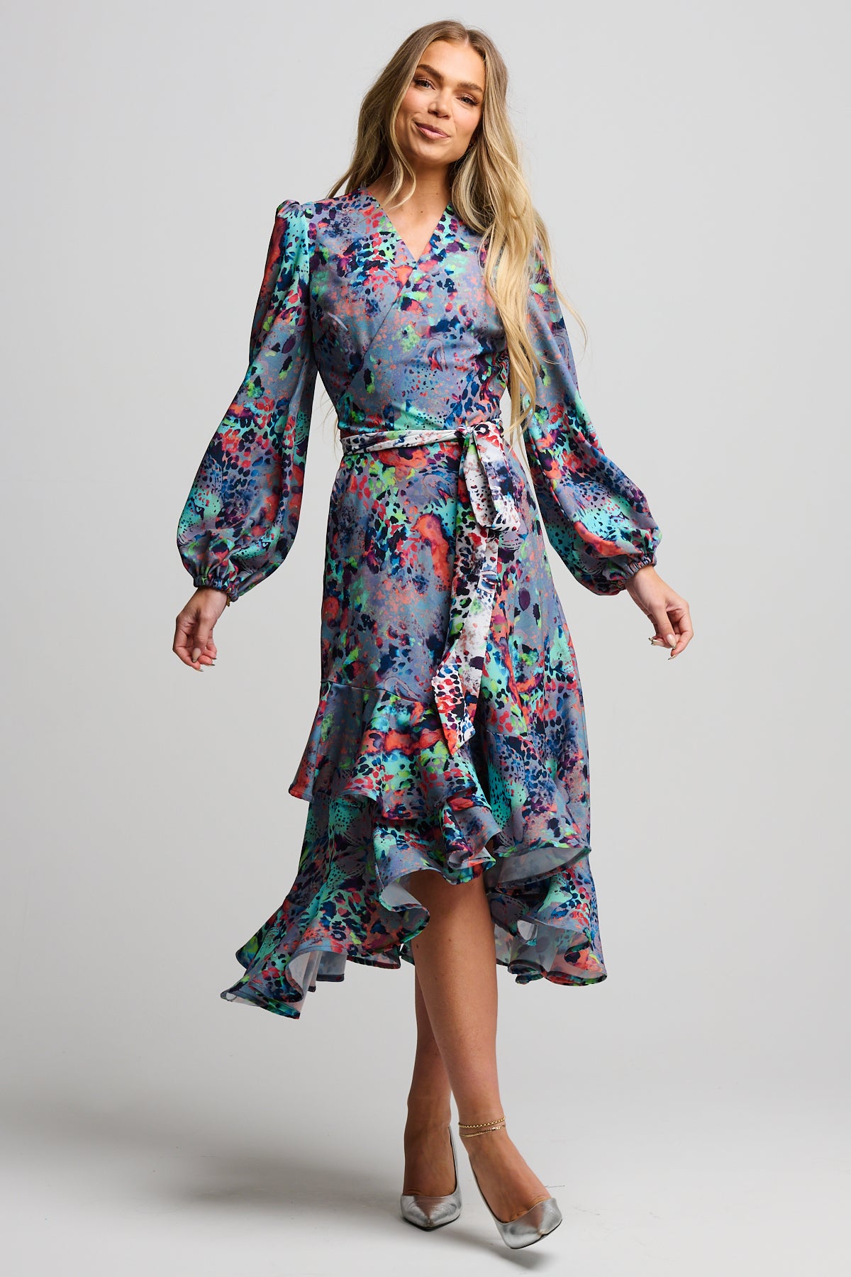 Melissa Midi Wrap mixed Leo print