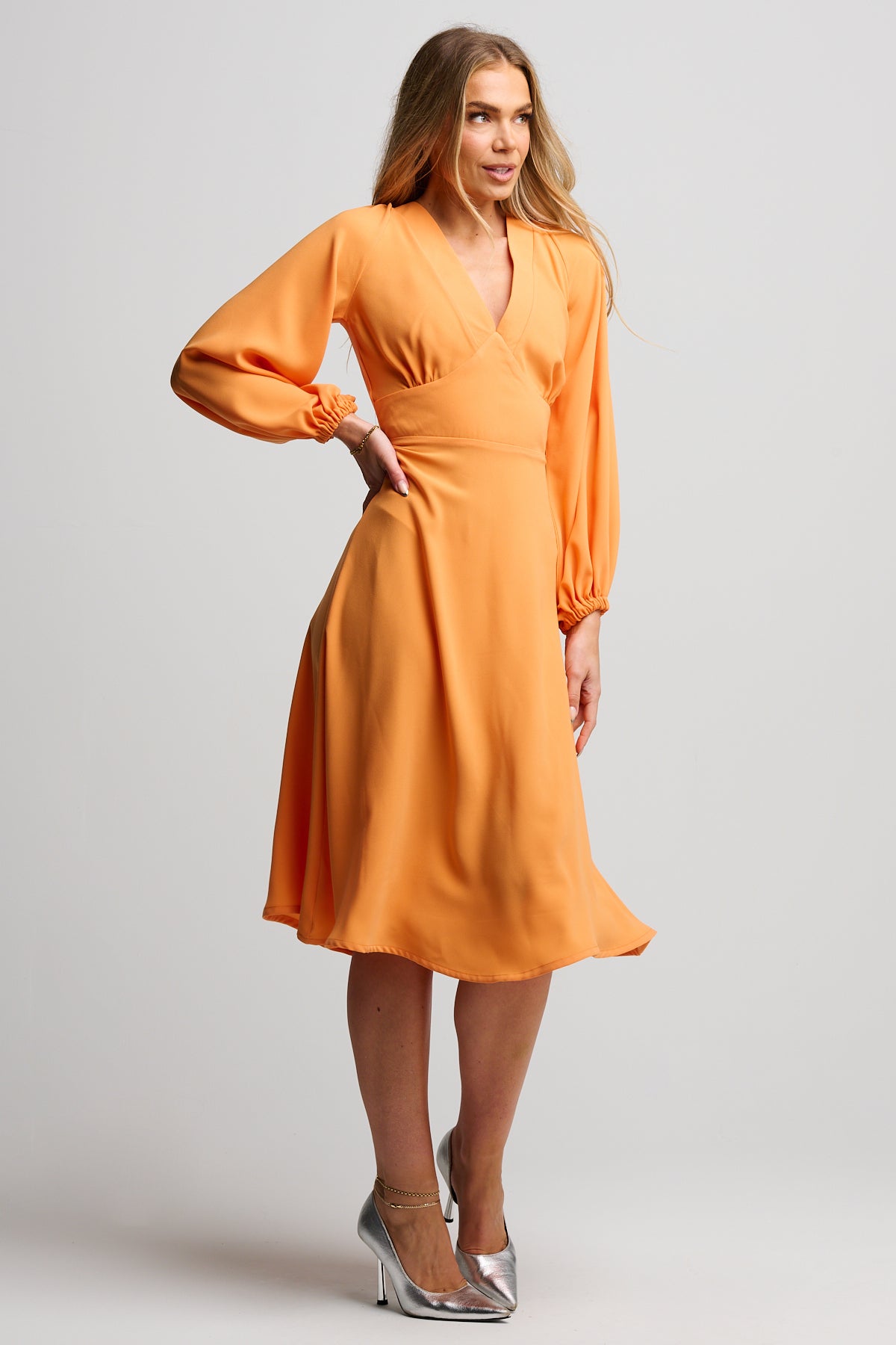 Ally Burnt Orange Midi Tea Dress
