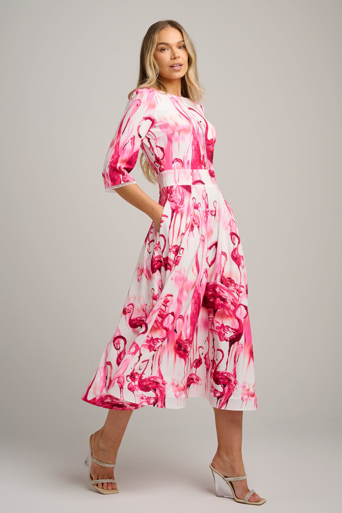 Clara Midi Dress Raspberry Flamingo