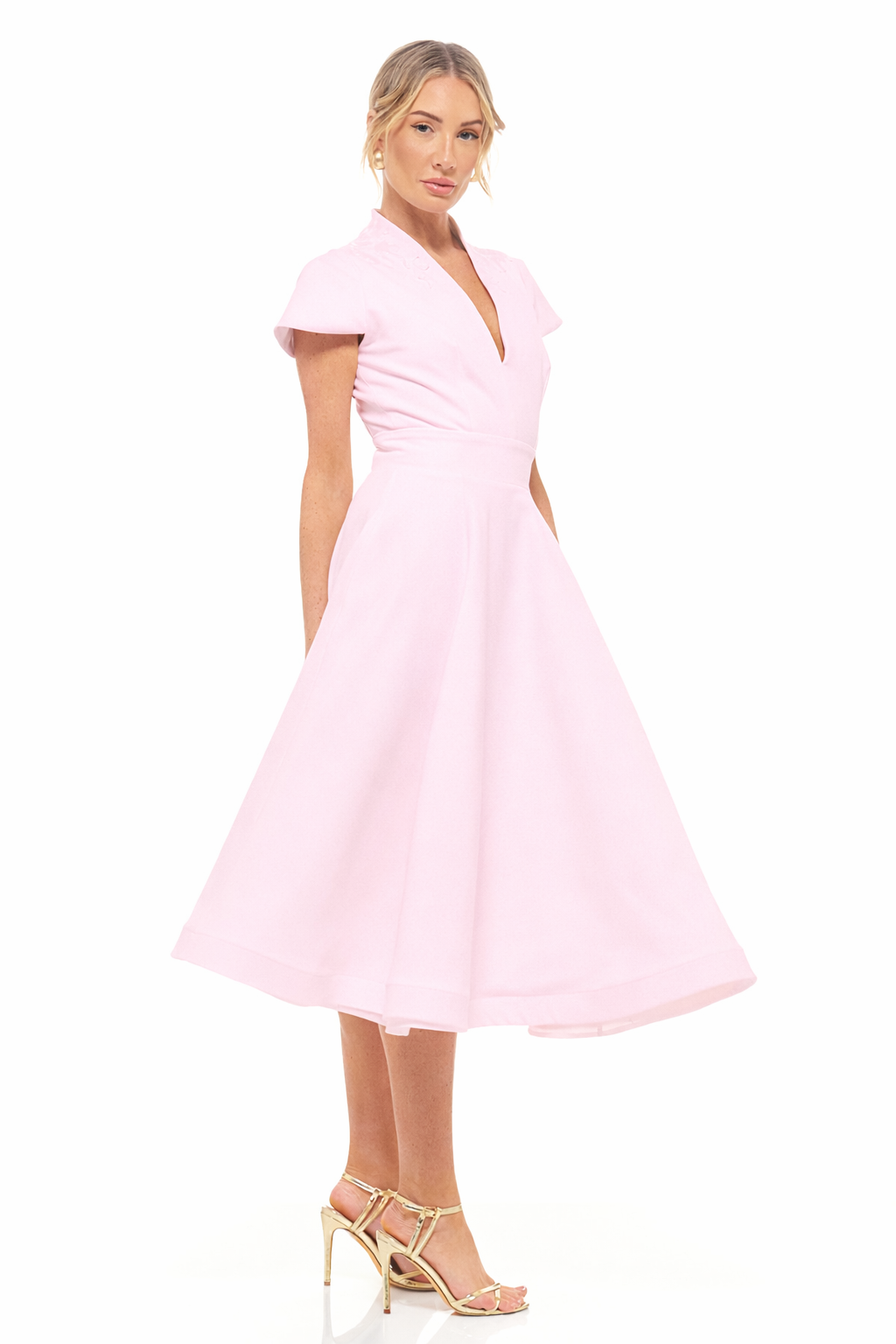 Daisy Midi Dress Powder Pink