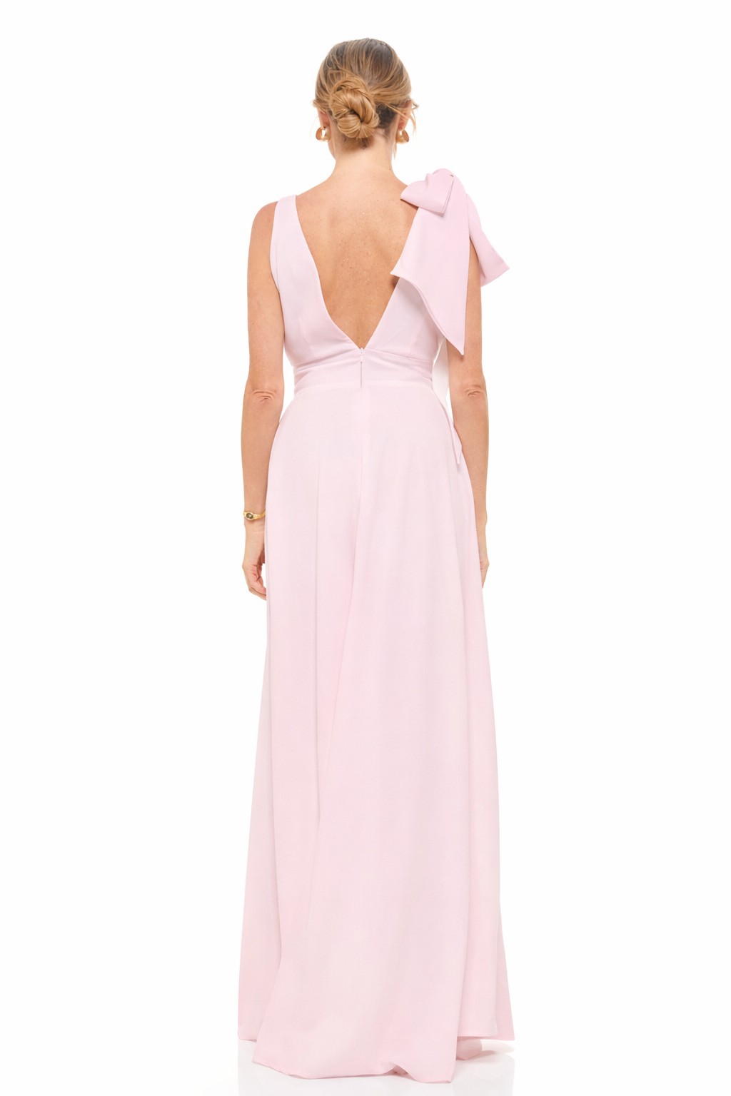 Eva Bow Maxi Dress Powder Pink