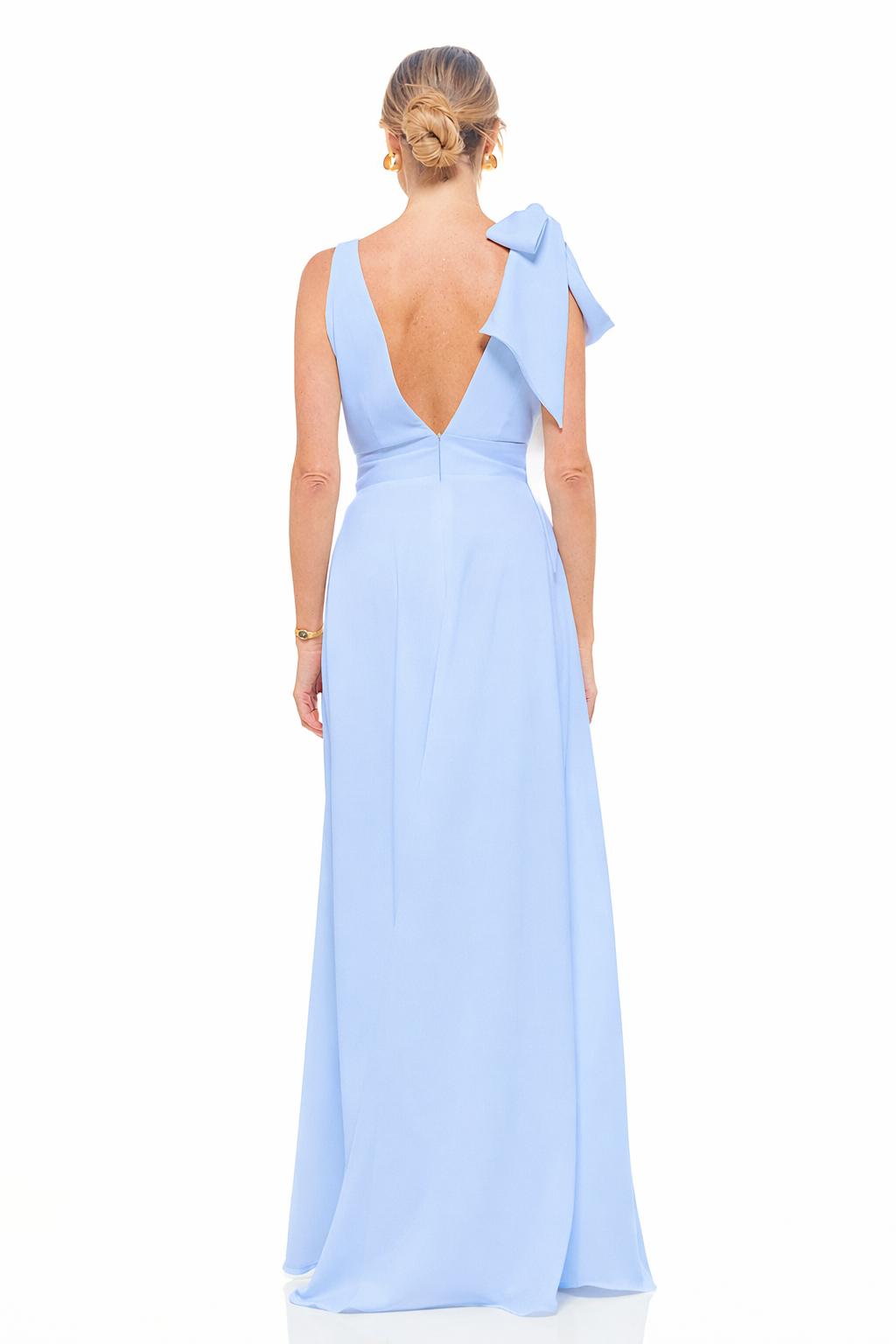 Eva Bow Maxi Dress Artic Blue