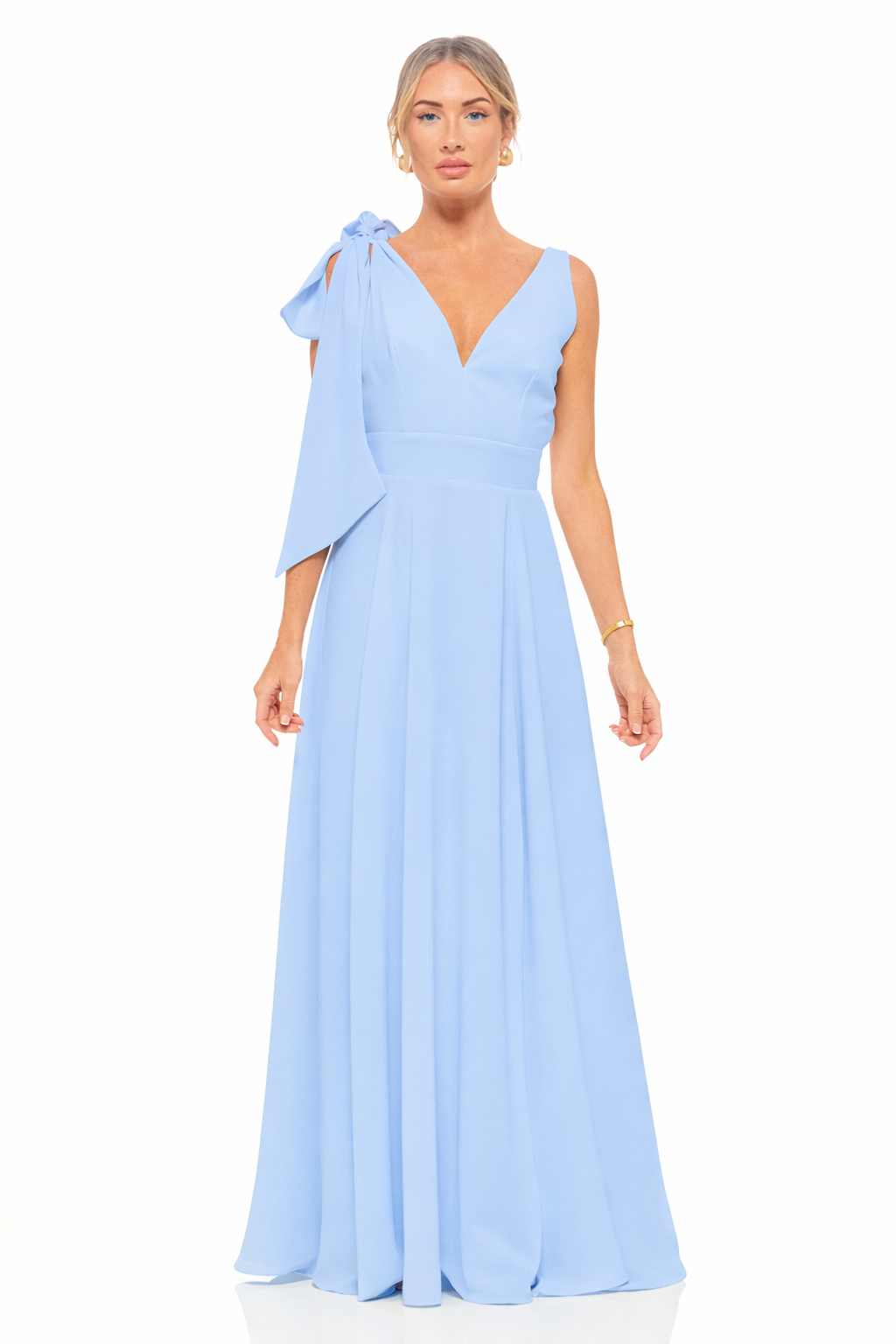 Eva Bow Maxi Dress Artic Blue