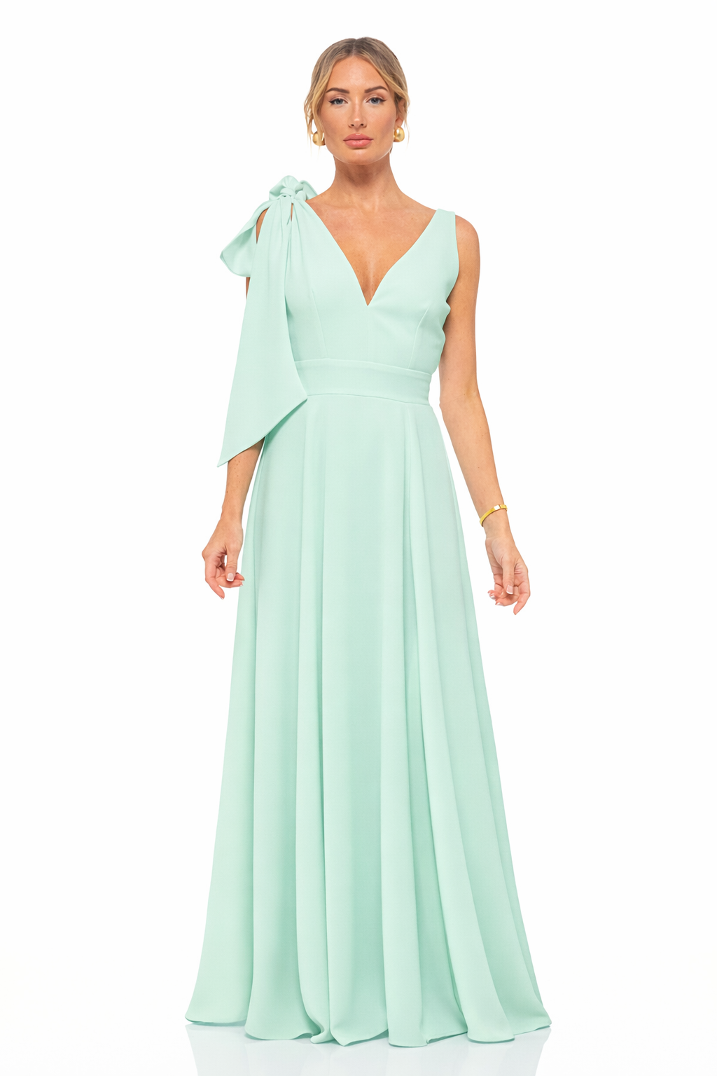 Eva Bow Maxi Dress Mint Ice