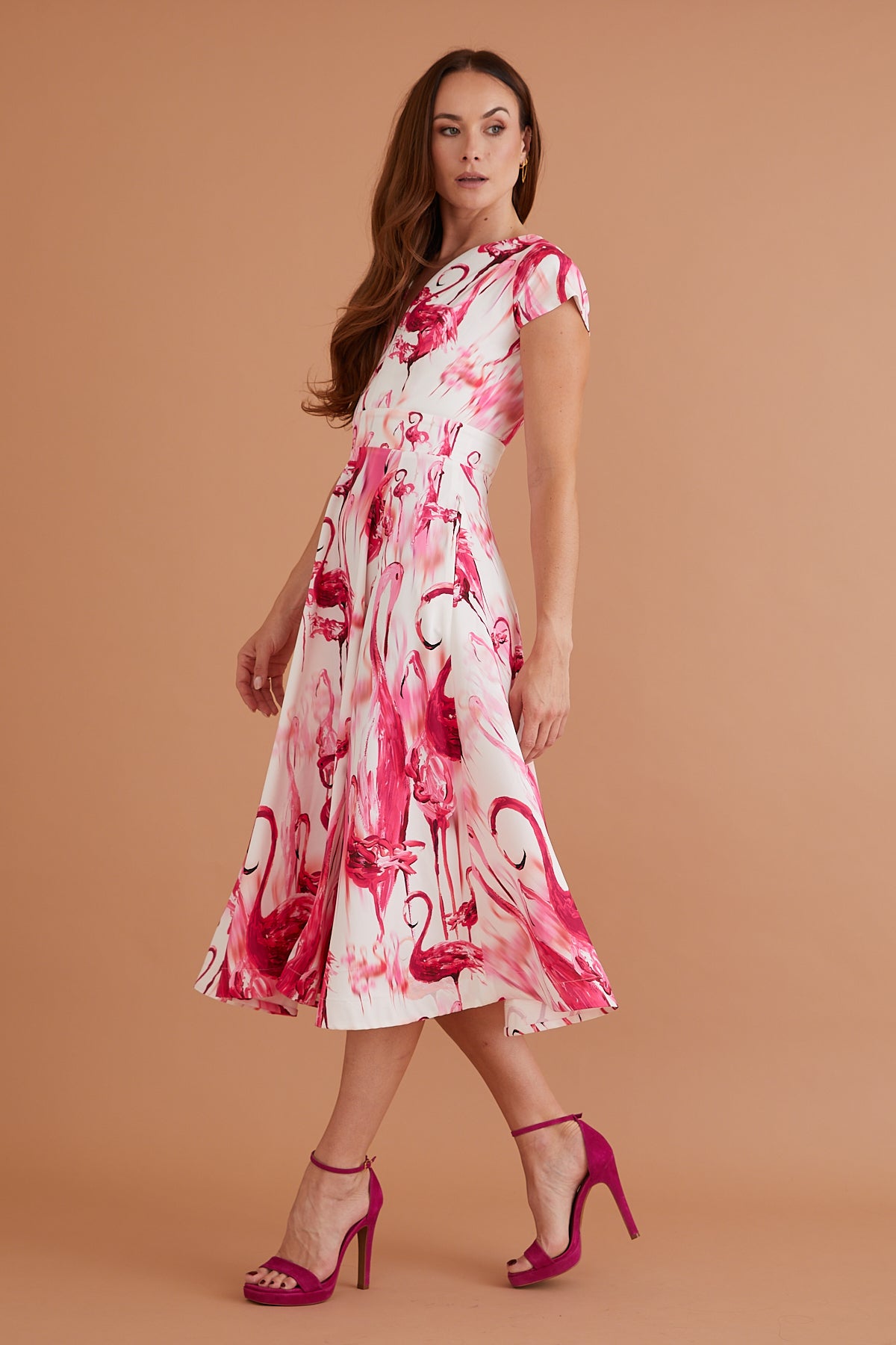 Nora Midi Dress Raspberry Flamingo
