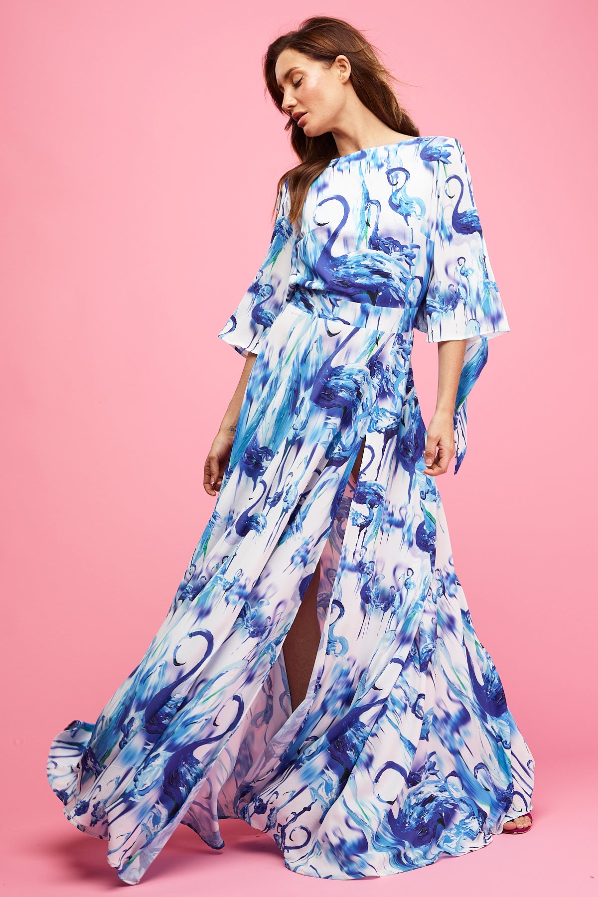 Esme Maxi Blue Flamingo Print