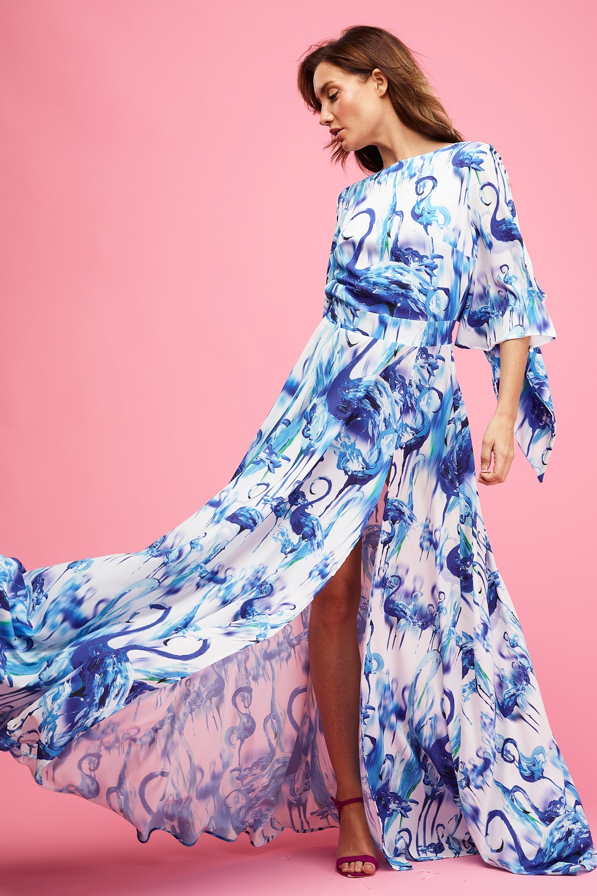 Esme Maxi Blue Flamingo Print