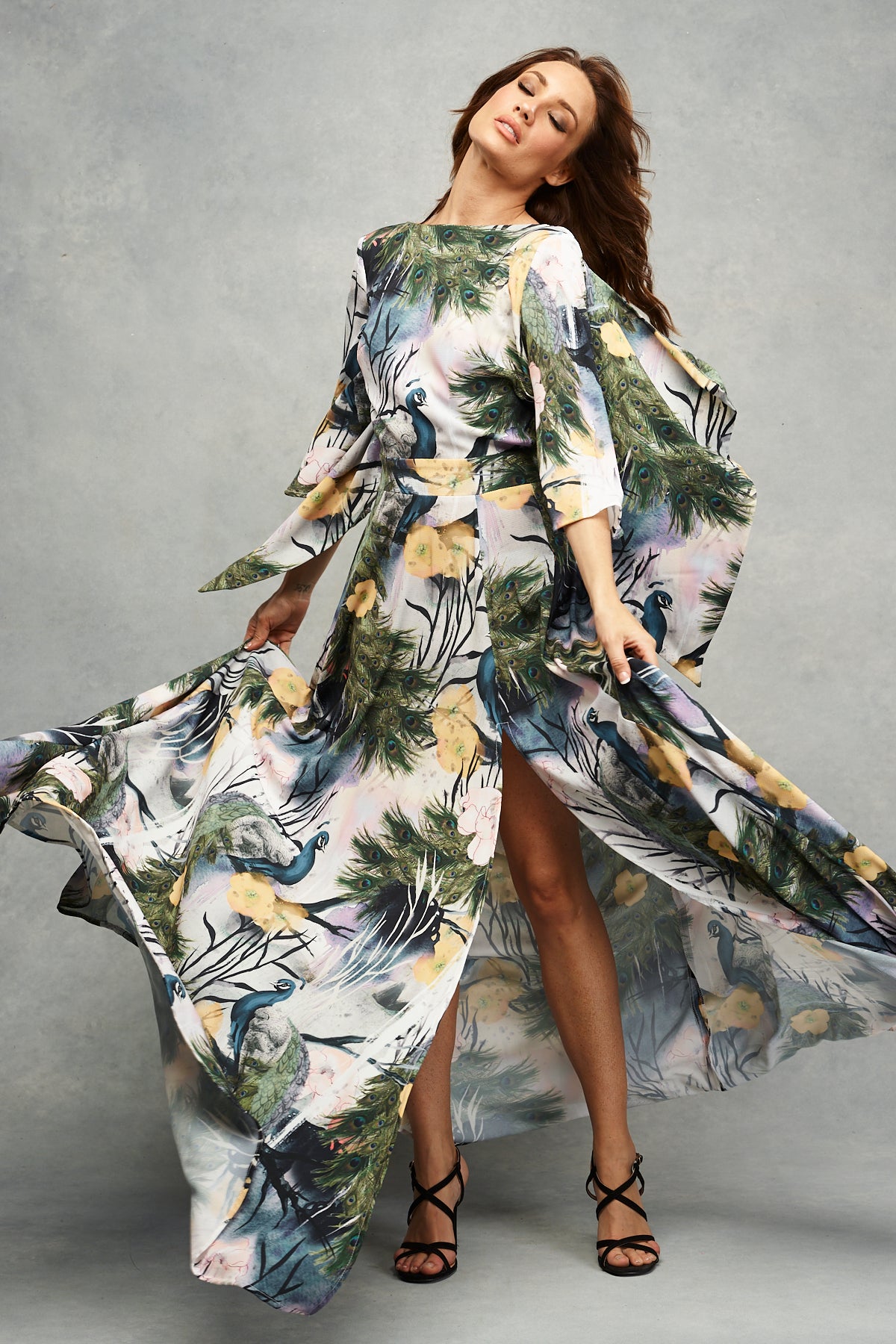 Esme Maxi Dress Peacock Print